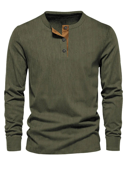 Chemise À Manches Longues Avec Col Henley Pour Homme | Idéal Pour Usage Quotidien