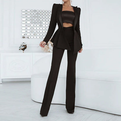 Ensemble Deux Pièces Avec Blazer Et Pantalon Taille Haute Pour Femmes | Idéal Pour Un Usage Quotidien