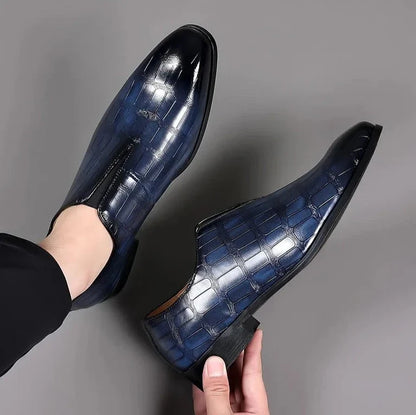 Mocassin pour homme à motif façon croco brillant sans lacets | Idéal pour les occasions habillées et le bureau