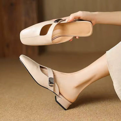 Mules à bout carré avec détail métallique pour femmes | Idéales pour le printemps et l’été