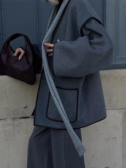 Veste à Ceinture et Col V pour Femme | Idéale pour l’Automne et l’Hiver