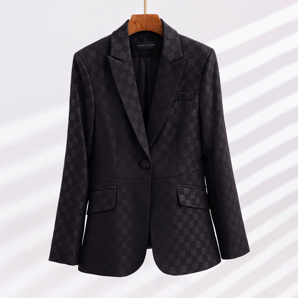 Blazer À Carreaux Avec Coupe Ajustée Pour Femme | Idéal Pour Les Occasions Quotidiennes