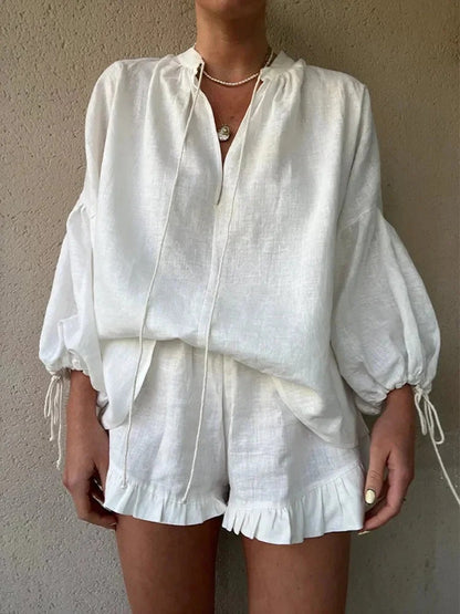 Ensemble Décontracté avec Haut Ample et Shorts Taille Haute pour Femme | Idéal pour l’Été et les Sorties Quotidiennes