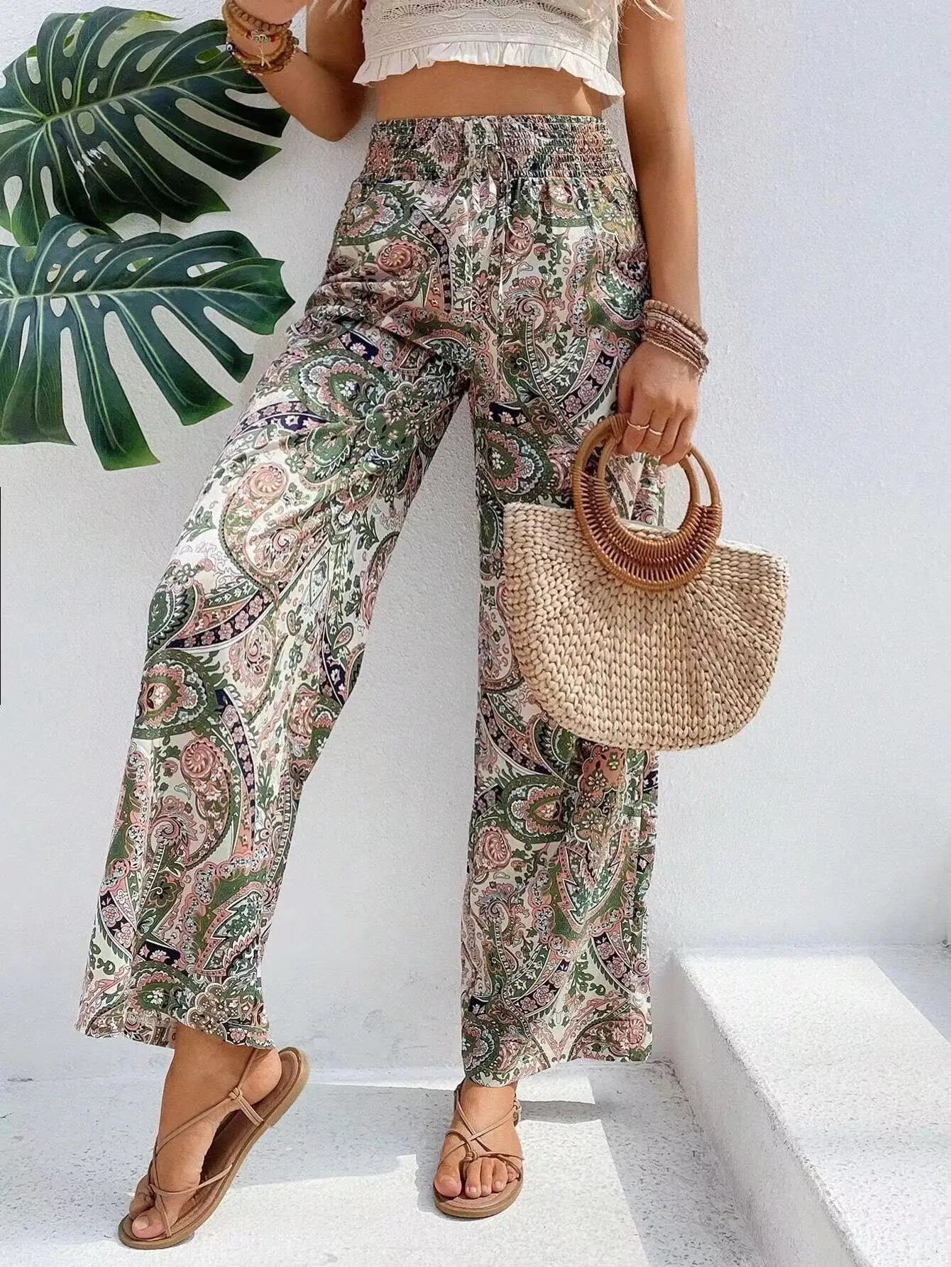 Pantalon Large Avec Motif Paisley Pour Femmes | Idéal Pour Usage Quotidien Et Temps Chaud