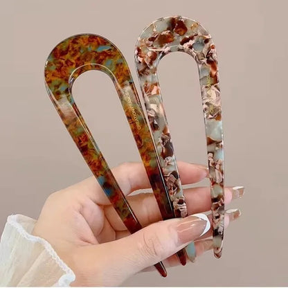 Fourche À Cheveux En U Avec Motif Marbré Pour Femmes | Idéale Pour Les Chignons Et Coiffures Du Quotidien