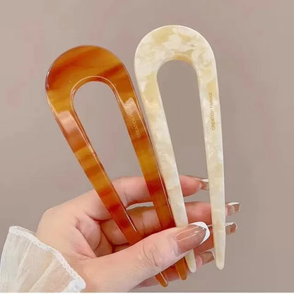 Fourche À Cheveux En U Avec Motif Marbré Pour Femmes | Idéale Pour Les Chignons Et Coiffures Du Quotidien