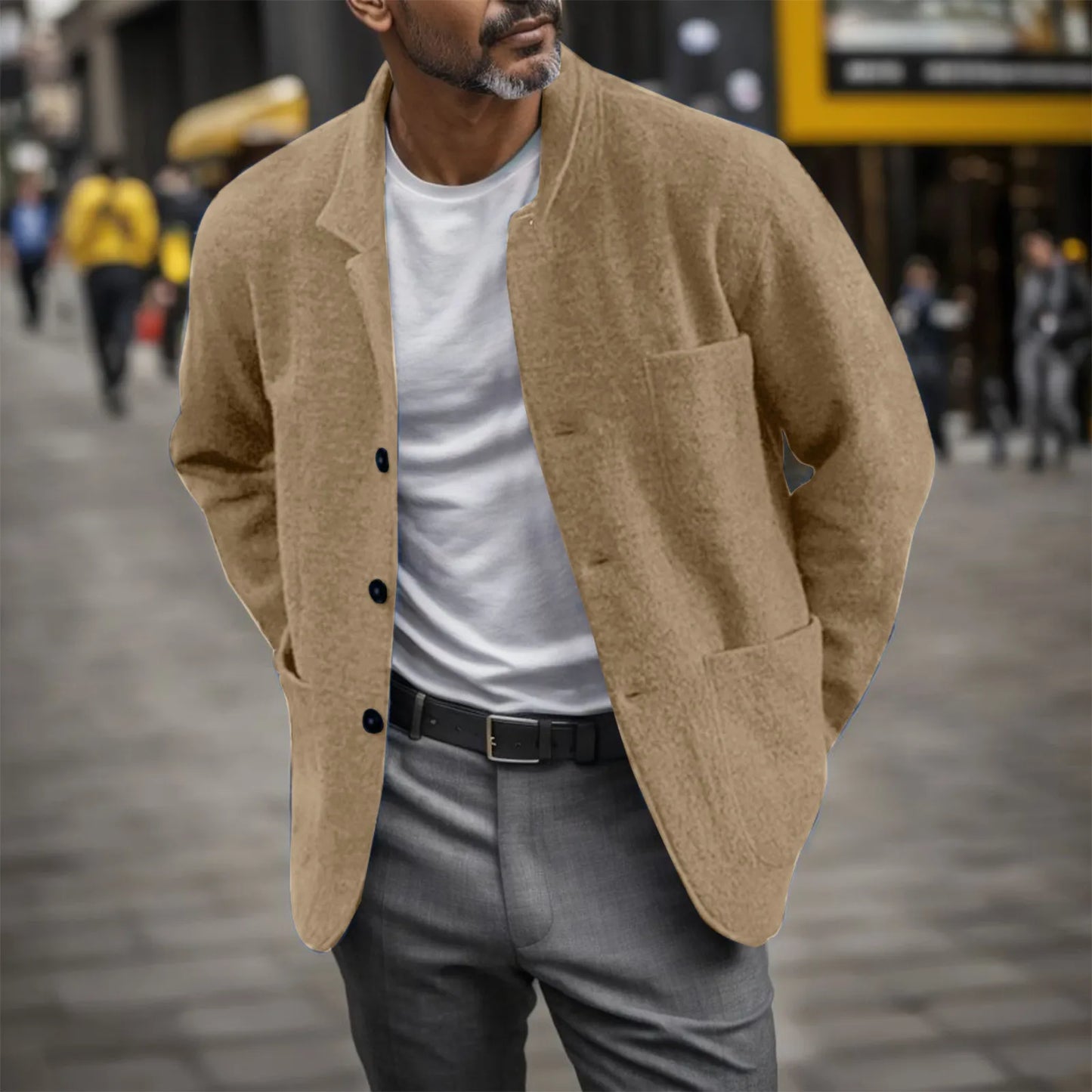 Veste À Boutons Avec Col Classique Et Poches Plaquées Pour Homme | Idéale Pour La Mi-Saison