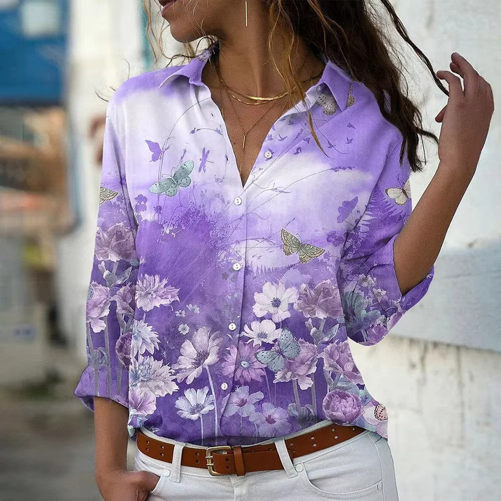 Blouse à Manches Longues avec Imprimé Floral pour Femmes | Idéal pour l’Été