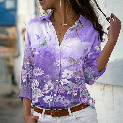 Blouse à Manches Longues avec Imprimé Floral pour Femmes | Idéal pour l’Été