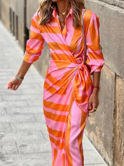 Robe portefeuille avec col pour femmes | Idéal pour le travail ou les sorties estivales