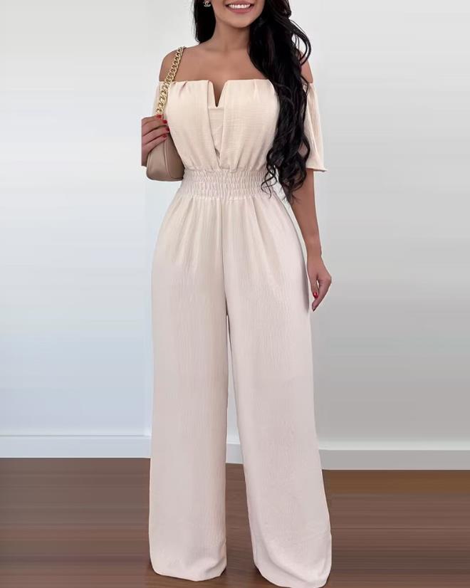 Combinaison Épaules Dénudées Avec Taille Élastique Pour Femme | Idéal Pour Sorties Décontractées Et Usage Quotidien