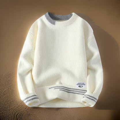 Pull en Maille avec Col Rond et Poignets Côtelés pour Homme | Tenue Décontractée Quotidienne