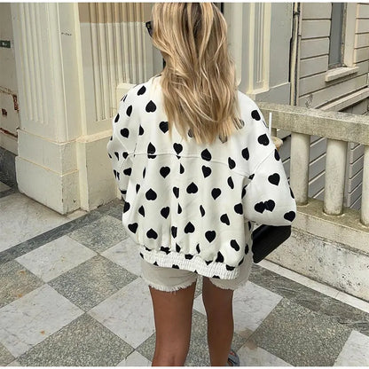 Veste Coupe Décontractée à Motif Cœur pour Femme | Idéal pour les Tenues Quotidiennes et les Sorties