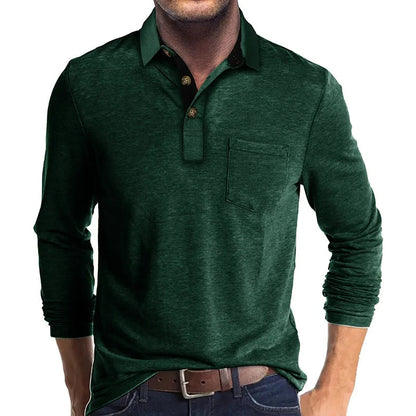 Chemise À Manches Longues Avec Col Contrasté Et Poche Poitrine Pour Homme | Idéale Pour Le Quotidien Et Les Occasions Semi-Formelles