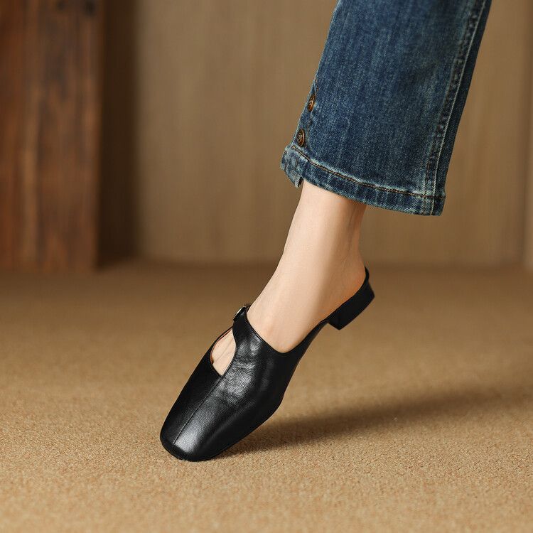 Mules à bout carré avec détail métallique pour femmes | Idéales pour le printemps et l’été