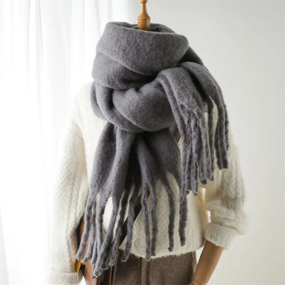 Écharpe D’Hiver pour Femme Avec Grandes Franges | Idéale pour La Saison Froide