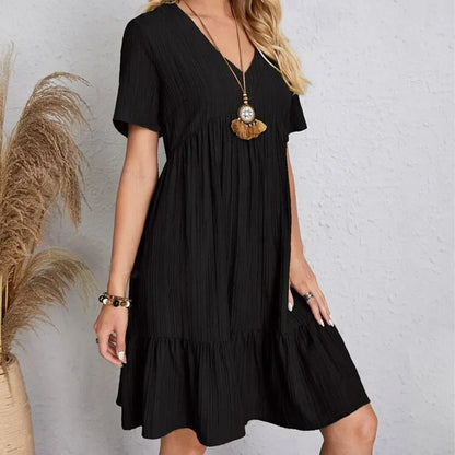 Robe d'Été avec Col en V et Coupe Ample pour Femme | Idéal pour les Journées Décontractées