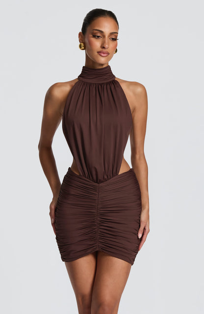 Mini Robe À Col Montant Et Dos Ouvert Pour Femme | Idéale Pour Les Soirées Et Les Occasions Estivales
