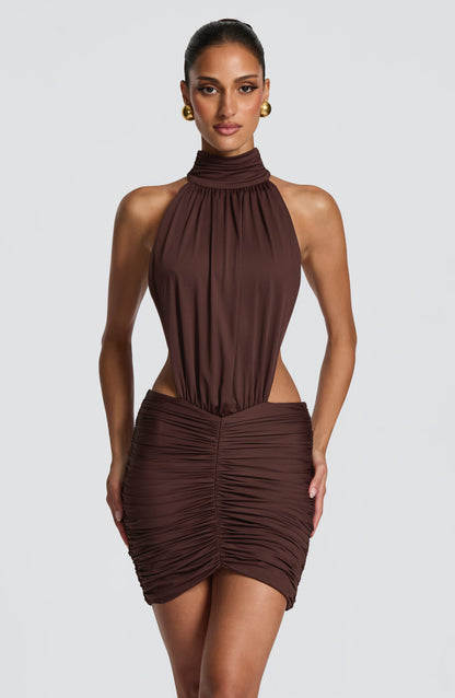 Mini Robe À Col Montant Et Dos Ouvert Pour Femme | Idéale Pour Les Soirées Et Les Occasions Estivales