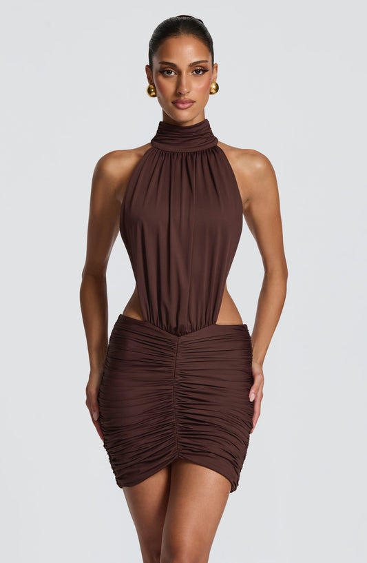 Mini robe col montant dos ouvert pour femmes