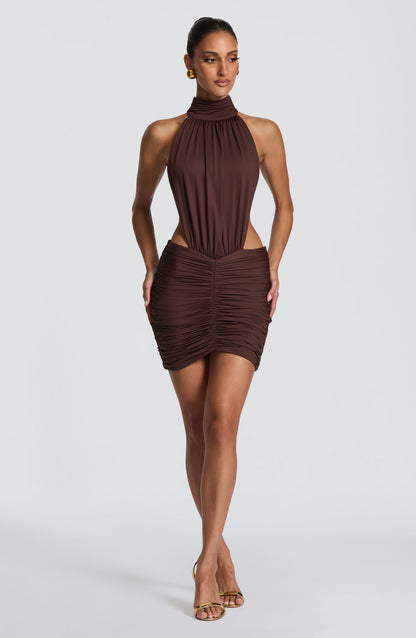 Mini Robe À Col Montant Et Dos Ouvert Pour Femme | Idéale Pour Les Soirées Et Les Occasions Estivales