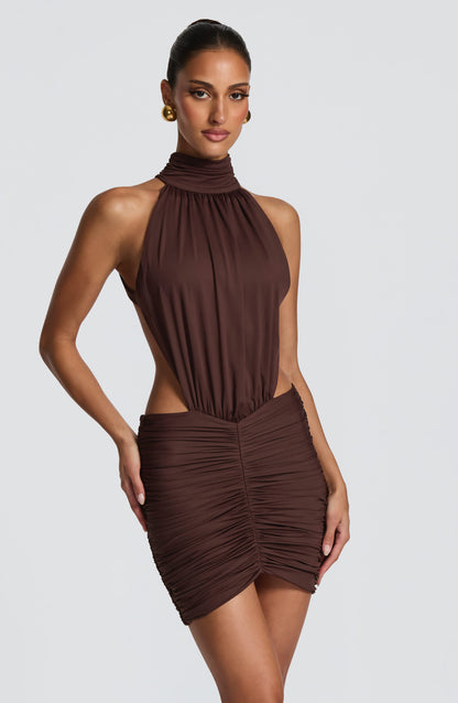 Mini Robe À Col Montant Et Dos Ouvert Pour Femme | Idéale Pour Les Soirées Et Les Occasions Estivales