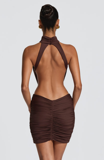 Mini Robe À Col Montant Et Dos Ouvert Pour Femme | Idéale Pour Les Soirées Et Les Occasions Estivales