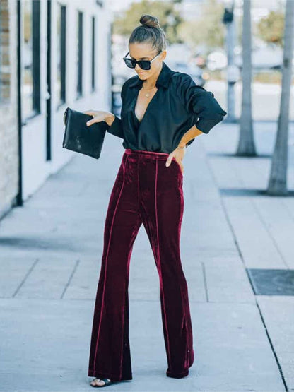 Pantalon Taille Haute Évasé pour Femme | Idéal pour Toutes les Saisons
