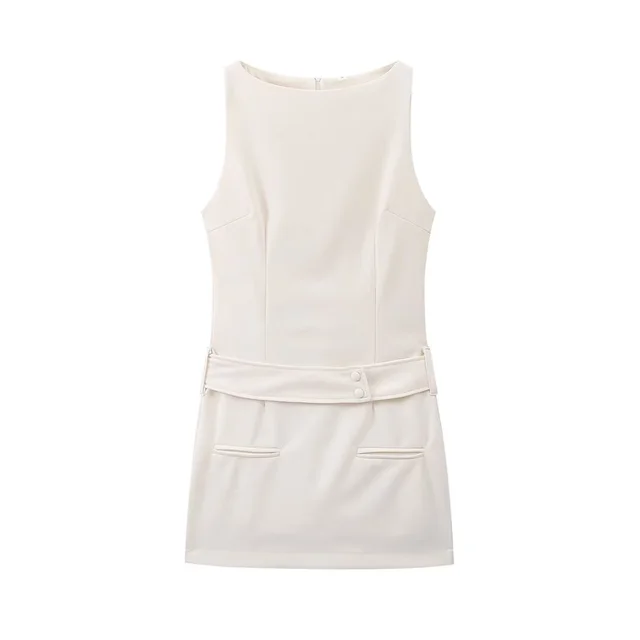 Robe Courte Sans Manches Avec Col Rond Pour Femmes | Idéale Pour Les Journées D’Été