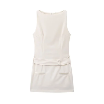 Robe Courte Sans Manches Avec Col Rond Pour Femmes | Idéale Pour Les Journées D’Été