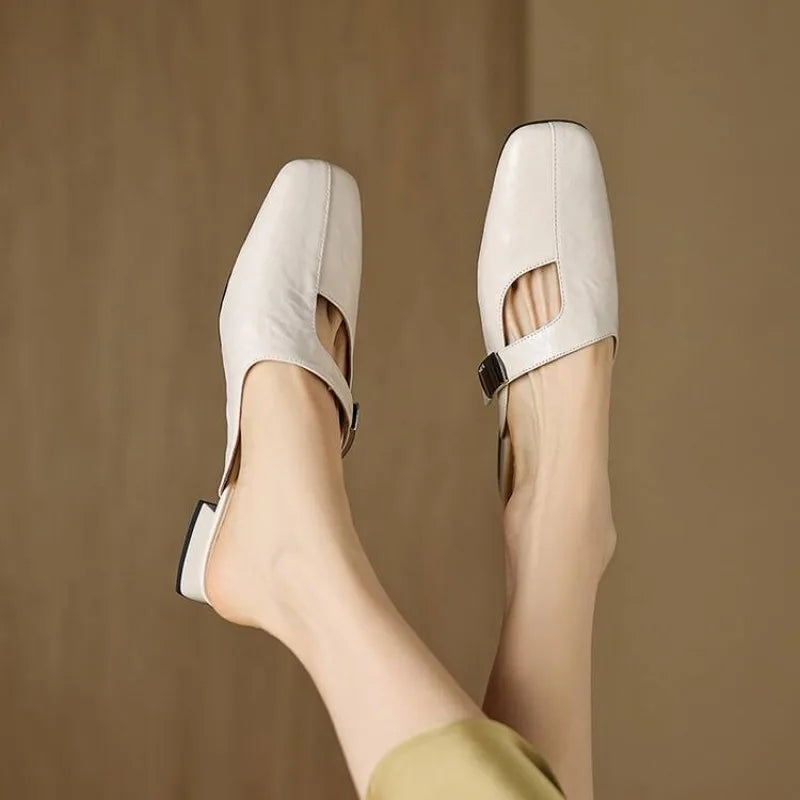 Mules à bout carré avec détail métallique pour femmes | Idéales pour le printemps et l’été