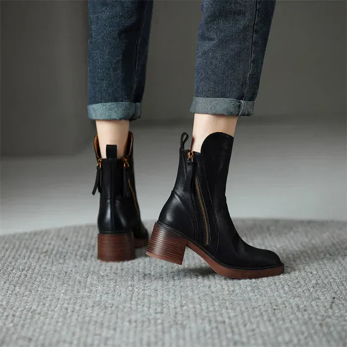 Bottines à Talon Plat pour Femmes avec Fermeture Zippée | Idéales pour un Usage Quotidien