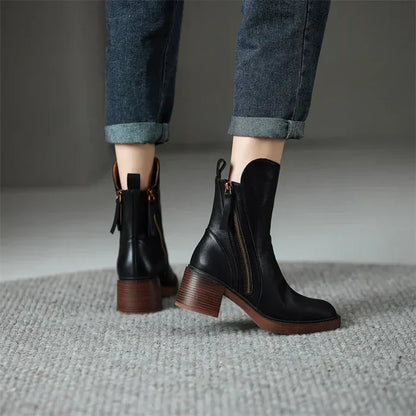 Bottines à Talon Plat pour Femmes avec Fermeture Zippée | Idéales pour un Usage Quotidien