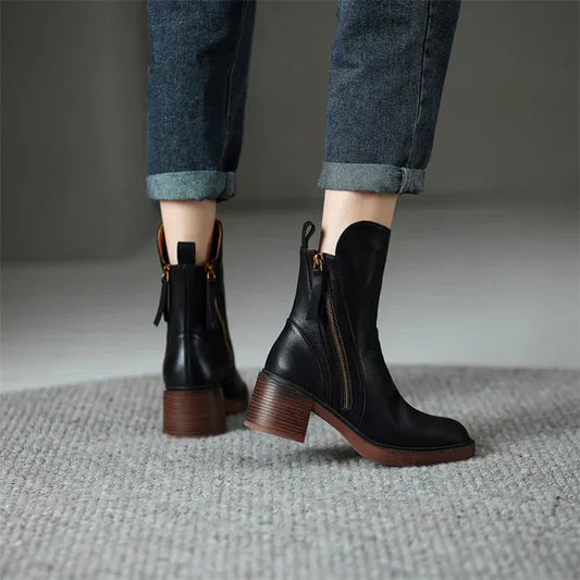 Bottines à Talon Plat pour Femmes avec Fermeture Zippée | Idéales pour un Usage Quotidien