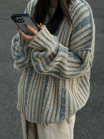Pull À Rayures avec Coupe Oversize pour Femme | Idéal pour Un Usage Quotidien