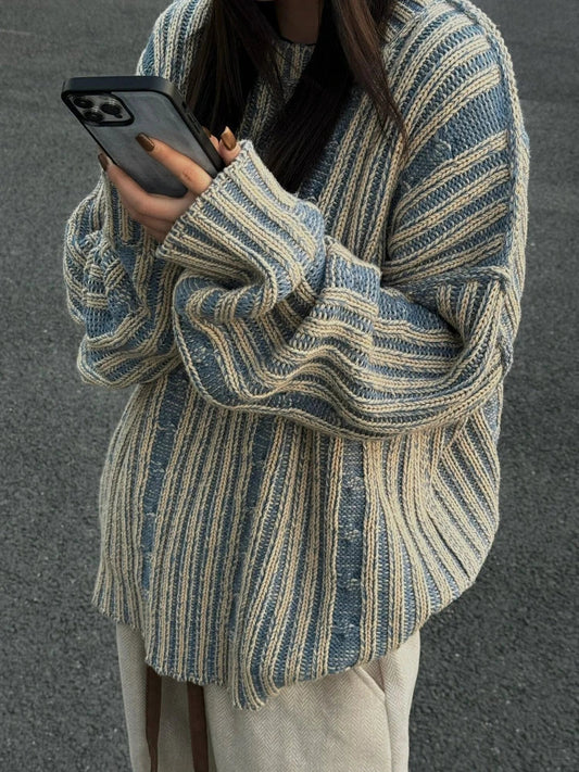 Pull À Rayures avec Coupe Oversize pour Femme | Idéal pour Un Usage Quotidien