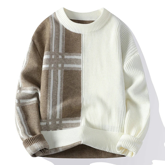 Pull En Maille À Motif Carreaux Avec Col Rond Pour Homme | Idéal Pour Usage Quotidien