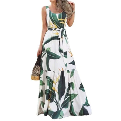 Robe Maxi Noire à Motif Floral pour Femme | Idéale pour l'Été