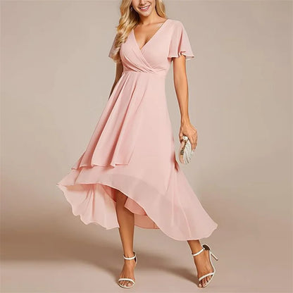 Robe Longue Fluide avec Col V et Coupe A-Line pour Femme | Idéale pour les Occasions Quotidiennes et les Événements