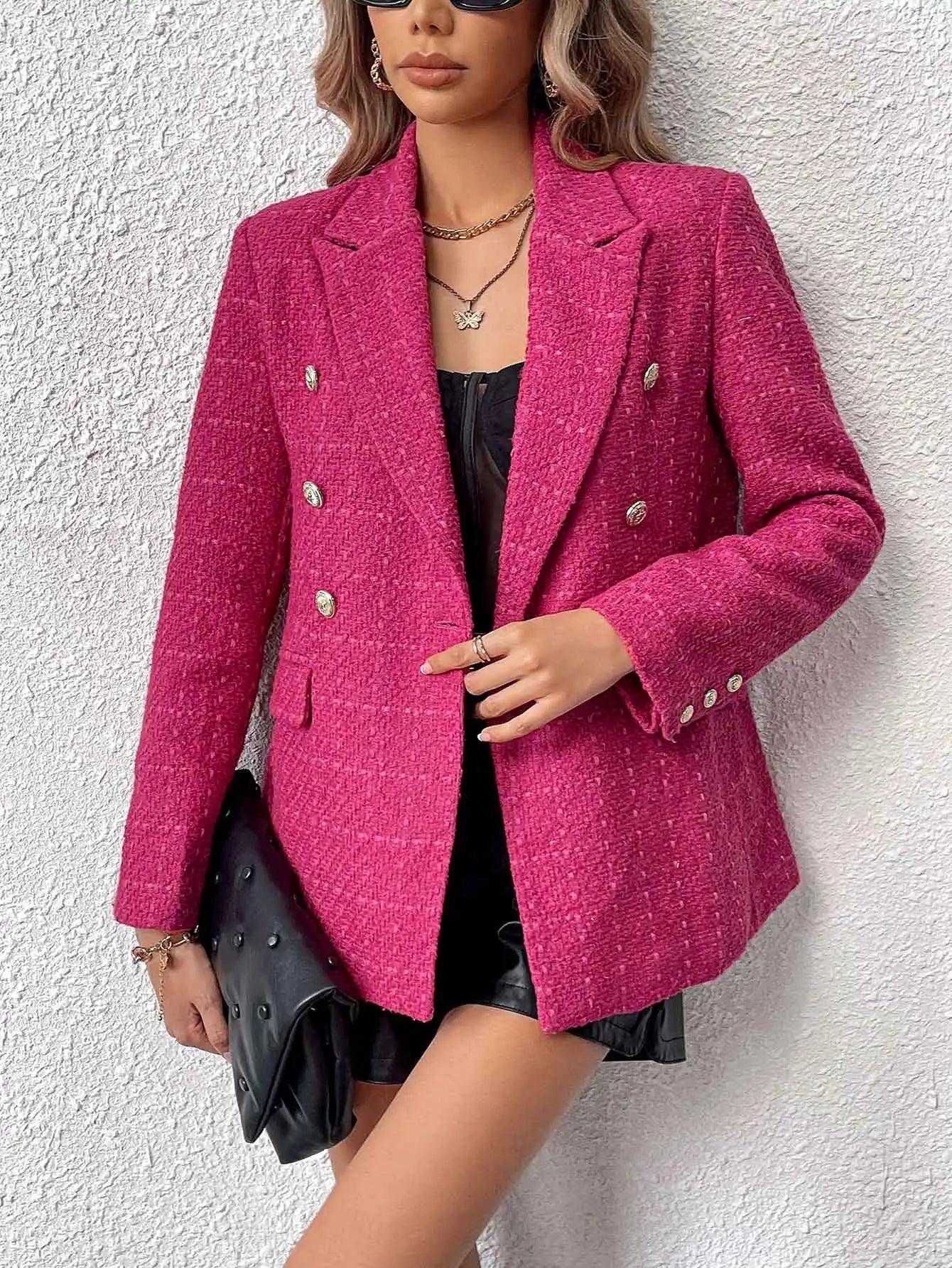 Blazer Mi-Long Avec Col Tailleur Pour Femme | Idéal Pour Travail Et Sorties