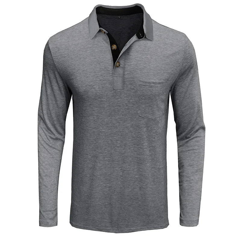 Chemise À Manches Longues Avec Col Contrasté Et Poche Poitrine Pour Homme | Idéale Pour Le Quotidien Et Les Occasions Semi-Formelles