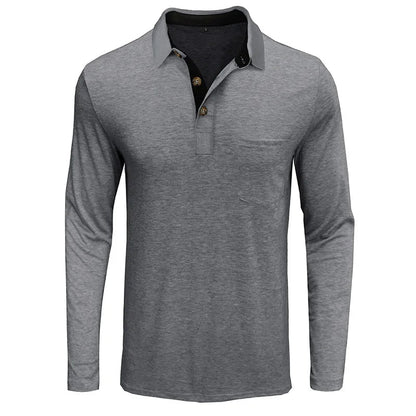 Chemise À Manches Longues Avec Col Contrasté Et Poche Poitrine Pour Homme | Idéale Pour Le Quotidien Et Les Occasions Semi-Formelles