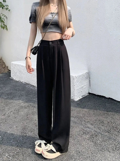 Pantalon Taille Haute Avec Coupe Large Et Fermeture À Bouton Pour Femmes | Idéal Pour Usage Quotidien