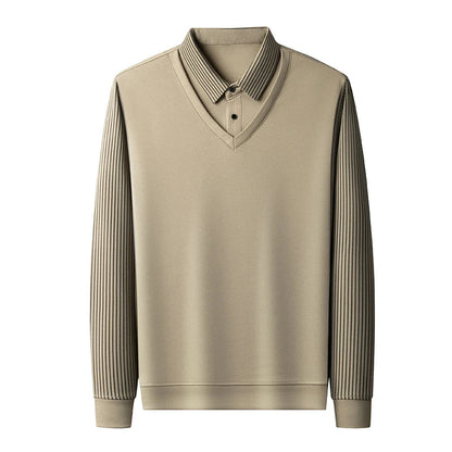 Pull Effet Superposé Avec Col Chemise Intégré Pour Homme | Idéal Pour Le Bureau Et Les Sorties