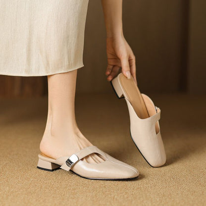 Mules à bout carré avec détail métallique pour femmes | Idéales pour le printemps et l’été