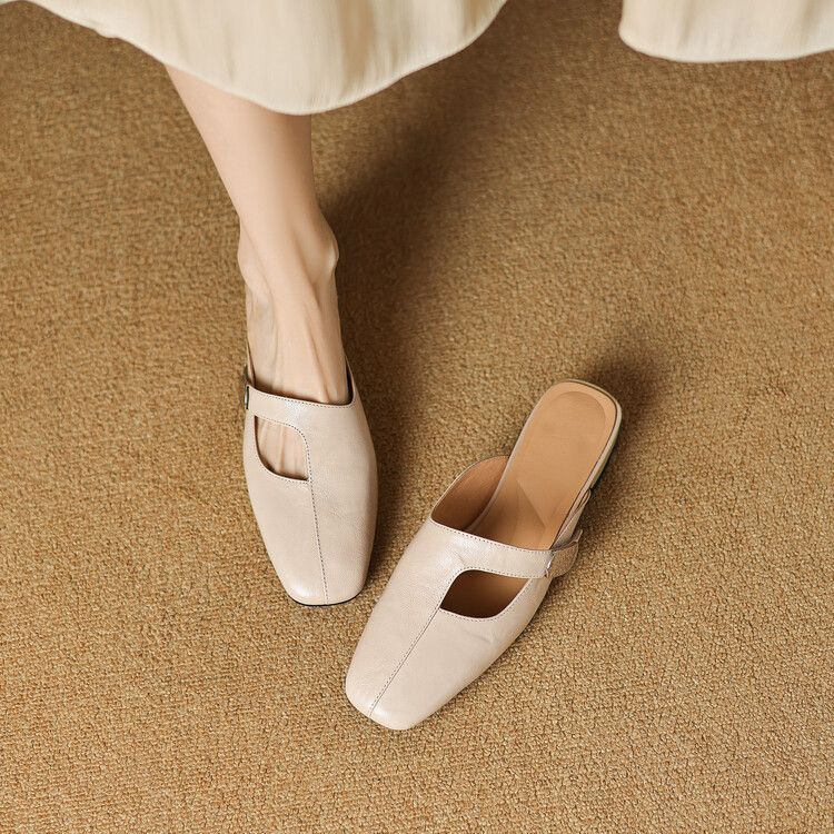 Mules à bout carré avec détail métallique pour femmes | Idéales pour le printemps et l’été