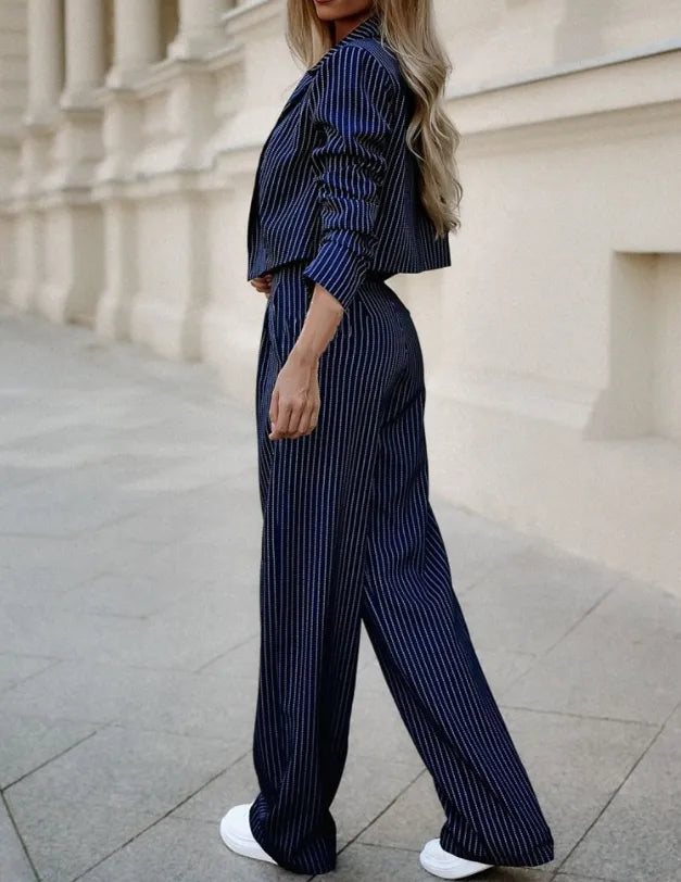 Ensemble Blazer Court Et Pantalon Taille Haute Pour Femme | Idéal Pour Un Usage Professionnel Et Quotidien