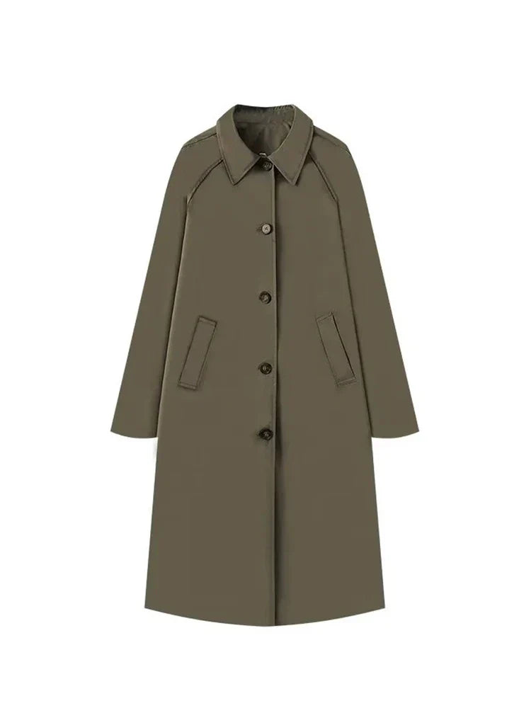 Trench-Coat Oversize à Fermeture Boutonnée et Poches pour Femmes | Ideal for Mi-Saison et Usage Quotidien