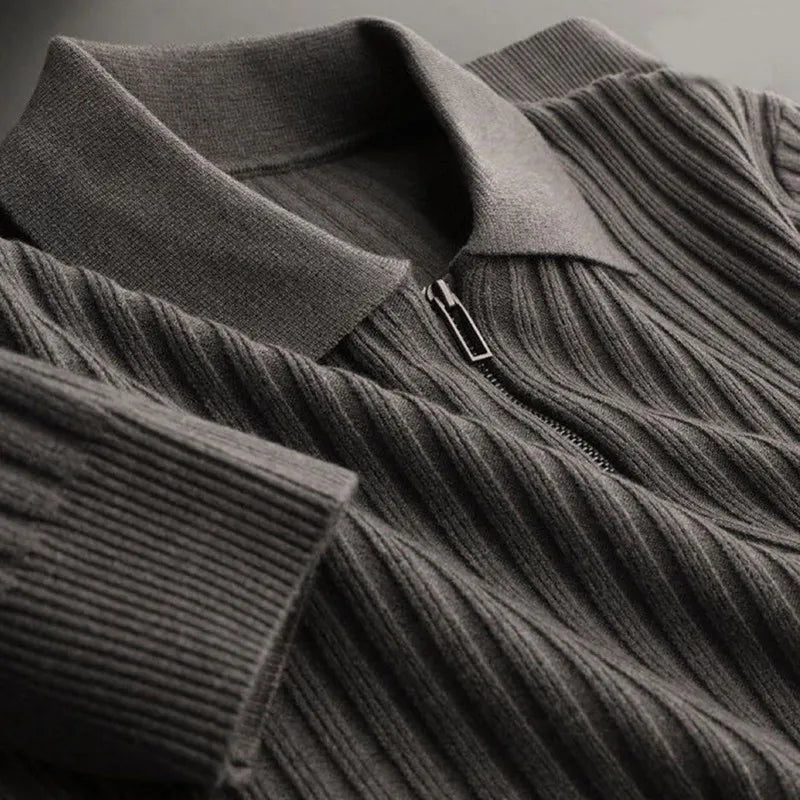 Pull En Maille À Rayures Avec Demi-Zip Et Coupe Ajustée Pour Homme | Idéal Pour Le Quotidien