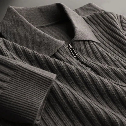 Pull En Maille À Rayures Avec Demi-Zip Et Coupe Ajustée Pour Homme | Idéal Pour Le Quotidien